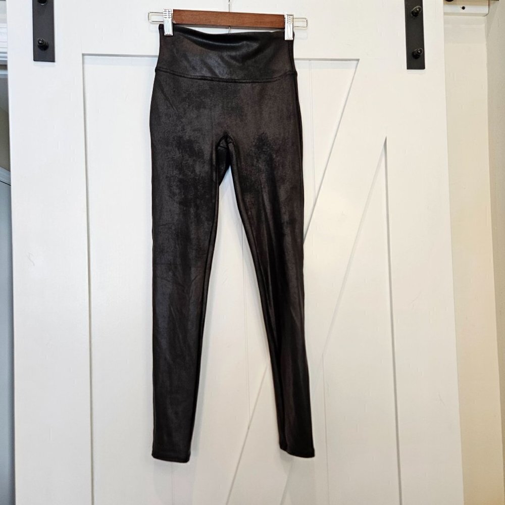 Spanx Faux Leather Stretch Slimming‎ Leggings Black, Size S/P